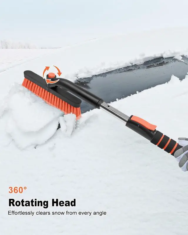 Alt view image 5 of 7 - KEHIPI Ice Scraper with Snow Brush for Car Windshield, Upgraded Extendable Snow Brush with Foam Grip for Truck SUV Vehicle Windows - Orange