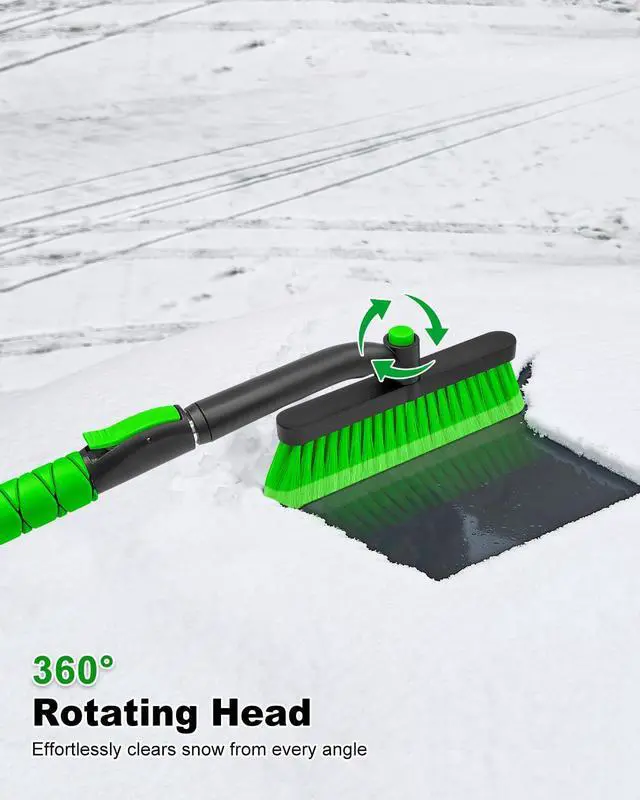 Alt view image 6 of 7 - KEHIPI 33 Inch Ice Scraper with Snow Brush for Car Windshield, Extendable Snow Scraper and Brush with Foam Grip for Truck SUV Vehicle Window - Green