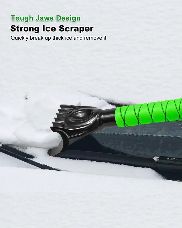 Alt view image 5 of 7 - KEHIPI 33 Inch Ice Scraper with Snow Brush for Car Windshield, Extendable Snow Scraper and Brush with Foam Grip for Truck SUV Vehicle Window - Green