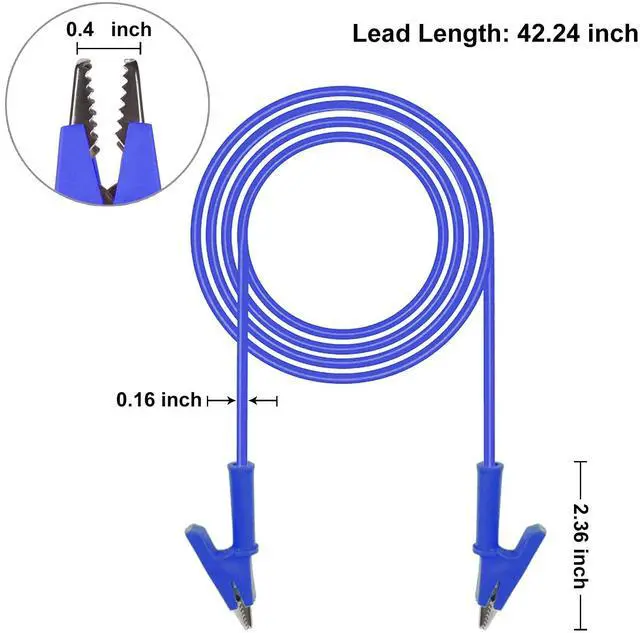 Alt view image 2 of 6 - KEHIPI 5PCS Dual Ended Alligator Clips Test Leads Set, 15A Test Lead Wire Cable with Insulators Clips, Heavy Duty Cable with Protective Jack Copper Clamps for Electrical Testing 5 Colors 3.3 ft/1m