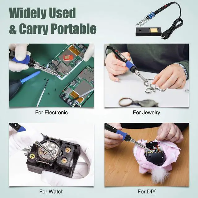 Alt view image 6 of 6 - KEHIPI Soldering Iron Kit, 80W 110V LCD Digital Welding Tools, 356-896(180-480), Portable Adjustable Temperature Solder Irons, for Metal, Jewelry, Electric Repairing, DIY