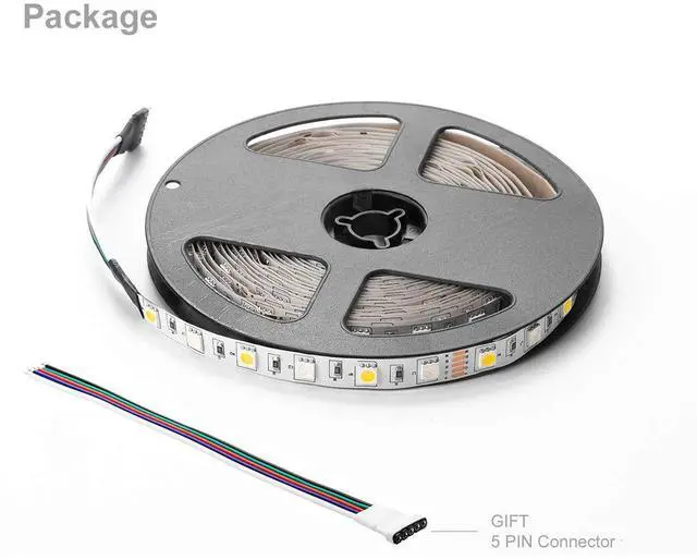 Alt view image 7 of 7 - KEHIPI 5050 RGBW RGB+Warm White(2700K-3000K) 150RGB+150White LED Tape Light 5m 16.4ft 60LED/m Multi-Colored IP30 10mm Width FPCB DC12V for Bedroom Home Decoration(No Adapter or Controller)