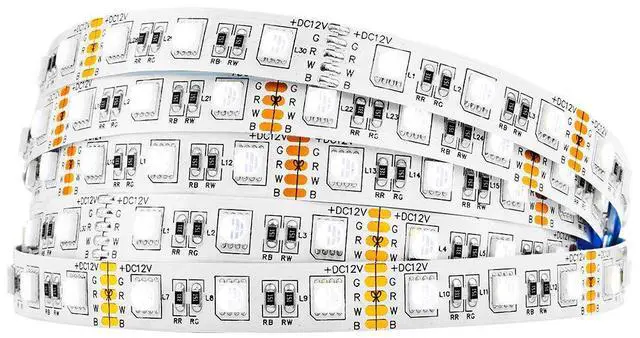 Main image of KEHIPI 5050 RGBW RGB+Cool White(6000K-7000K) 4 Colors in 1 LED Tape Light DC12V 5m 16.4ft 60LED/m Multi-Colored IP30 White 12mm PCB for Bedroom Kitchen Home Decoration(No Adapter or Controller)