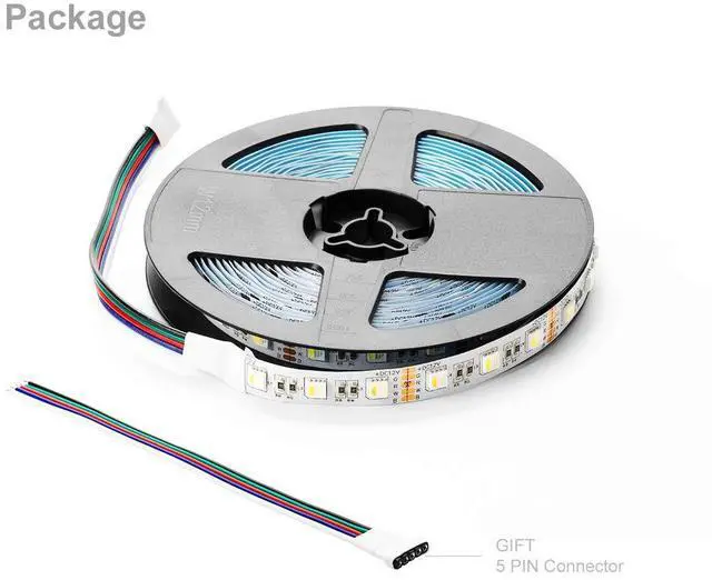 Alt view image 7 of 7 - KEHIPI 5050 RGBW RGB+Cool White(6000K-7000K) 4 Colors in 1 LED Tape Light DC12V 5m 16.4ft 60LED/m Multi-Colored IP30 White 12mm PCB for Bedroom Kitchen Home Decoration(No Adapter or Controller)