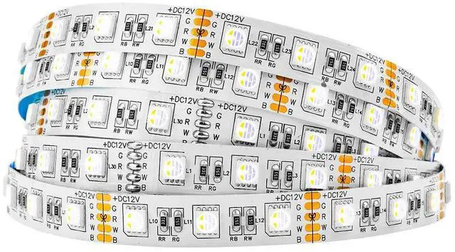 Main image of KEHIPI 5050 RGBW RGB+Warm White(2700K-3000K) 4 Colors in 1 LED Tape Light DC12V 5m 16.4ft 60LED/m Multi-Colored IP30 White 12mm PCB for Bedroom Kitchen Home Decoration(No Adapter or Controller)