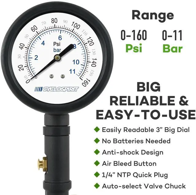 Alt view image 2 of 6 - KEHIPI Universal 3" Dial Inflator for Bicycles and Cars, Air Compressor Attachment