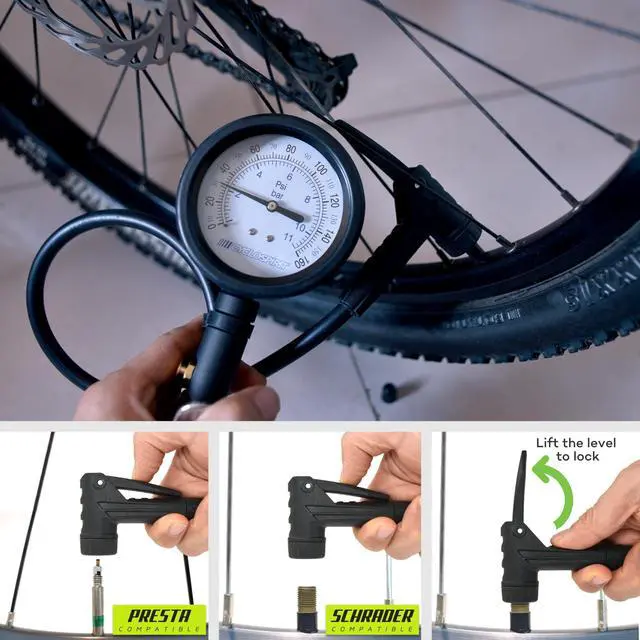 Alt view image 4 of 6 - KEHIPI Universal 3" Dial Inflator for Bicycles and Cars, Air Compressor Attachment