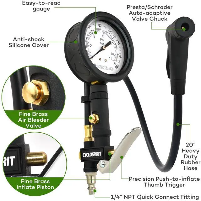 Alt view image 3 of 6 - KEHIPI Universal 3" Dial Inflator for Bicycles and Cars, Air Compressor Attachment