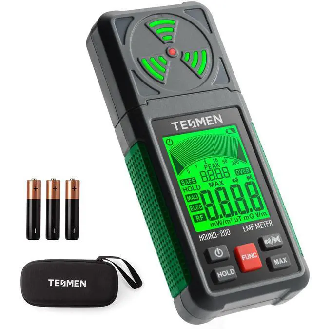 Main image of KEHIPI EMF Meter, Hound-200 EMF Detector: 3-in-1 Portable Electromagnetic Field Radiation Detector for EF, RF, MF, WiFi Signal, Suitable for Home, Office EMF Inspections and Ghost Hunting - Green