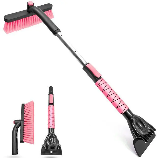 Main image of KEHIPI 33 Inch Snow Brush and Ice Scraper for Car Windshield, Extendable Snow Scraper and Brush with Foam Grip for Truck SUV Vehicle Window - Pink