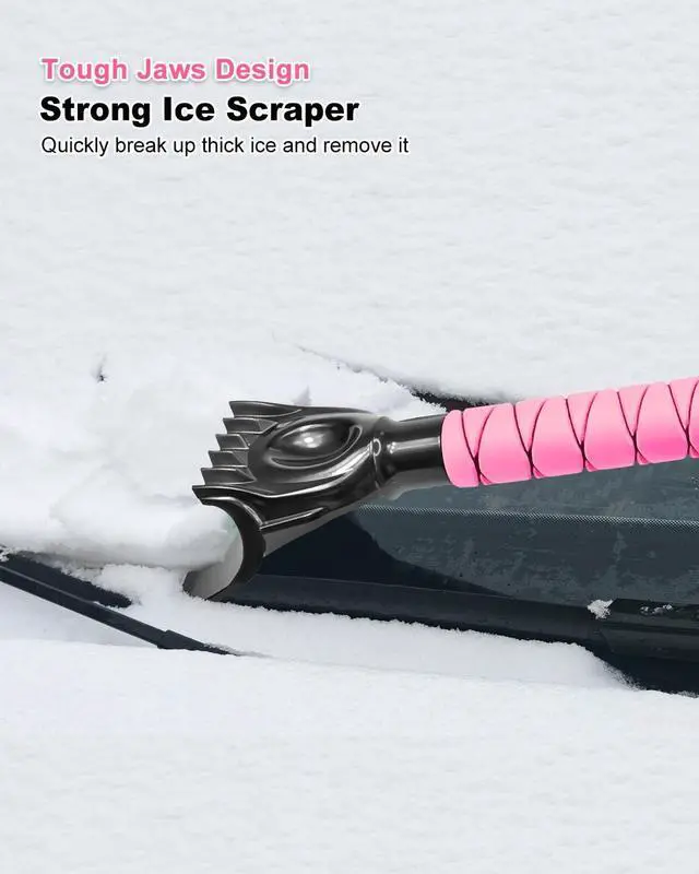 Alt view image 5 of 7 - KEHIPI 33 Inch Snow Brush and Ice Scraper for Car Windshield, Extendable Snow Scraper and Brush with Foam Grip for Truck SUV Vehicle Window - Pink