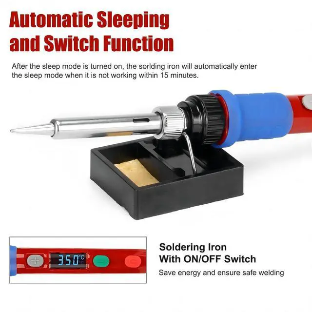 Alt view image 4 of 7 - KEHIPI Soldering Iron Kit, 90W 110V LED Digital Soldering Iron with Ceramic Heater, Adjustable Temperature Soldering Welding Iron Kit, Auto-sleep, Thermostatic Design