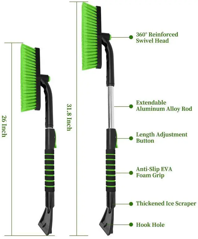 Alt view image 7 of 7 - KEHIPI Ice Scraper with Snow Brush for Car Windshield, Upgraded Extendable Snow Brush with Foam Grip for Truck SUV Vehicle Windows