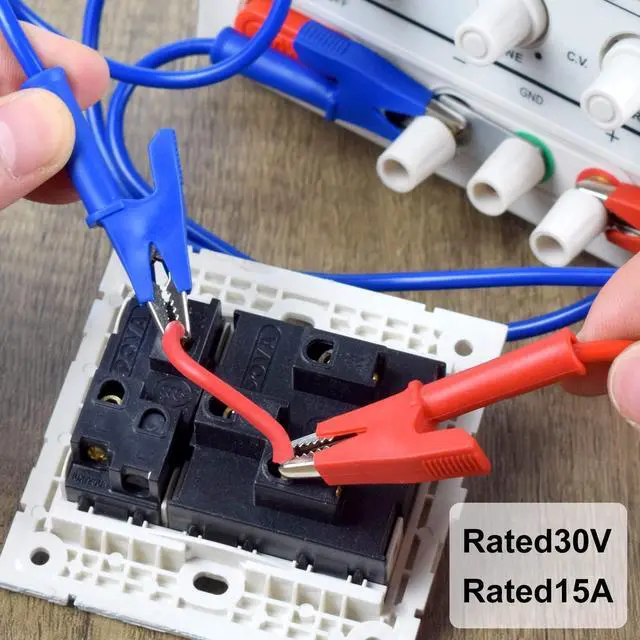 Alt view image 4 of 6 - KEHIPI 5PCS Dual Ended Alligator Clips Test Leads Set, 15A Test Lead Wire Cable with Insulators Clips, Heavy Duty Cable with Protective Jack Copper Clamps for Electrical Testing 5 Colors 3.3 ft/1m