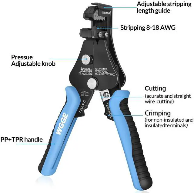 Alt view image 2 of 7 - KEHIPI Automatic Heavy Duty Wire Stripper/Wire Cutter, 3 IN 1 Adjustable Wire Stripper Tool for 8-18 AWG Solid and Stranded Electrical Wire | 10-22 AWG Wire Crimping Tool