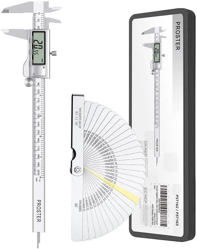 Main image of KEHIPI Digital Vernier Caliper 8inch - Stainless Steel Calipers Electronic for Length Width Depth Inner Diameter Outer Diameter, with Feeler Gauge