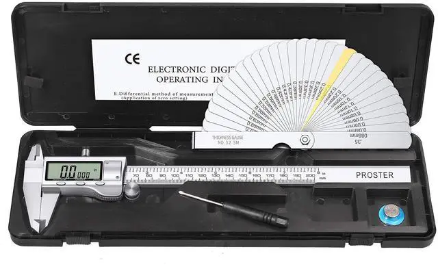 Alt view image 6 of 7 - KEHIPI Digital Vernier Caliper 8inch - Stainless Steel Calipers Electronic for Length Width Depth Inner Diameter Outer Diameter, with Feeler Gauge