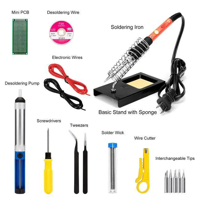 Alt view image 3 of 7 - KEHIPI Soldering Iron Kit, 60W Upgraded Soldering Kits Adjustable Temperature Welding Tool Solder Irons Pen with On/Off Switch Use for Electrical Repairs