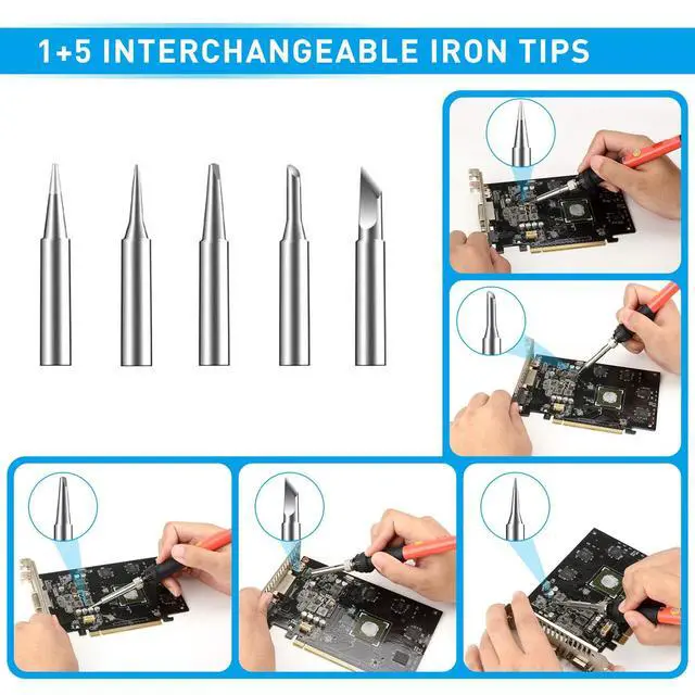 Alt view image 7 of 7 - KEHIPI Soldering Iron Kit, 60W Upgraded Soldering Kits Adjustable Temperature Welding Tool Solder Irons Pen with On/Off Switch Use for Electrical Repairs