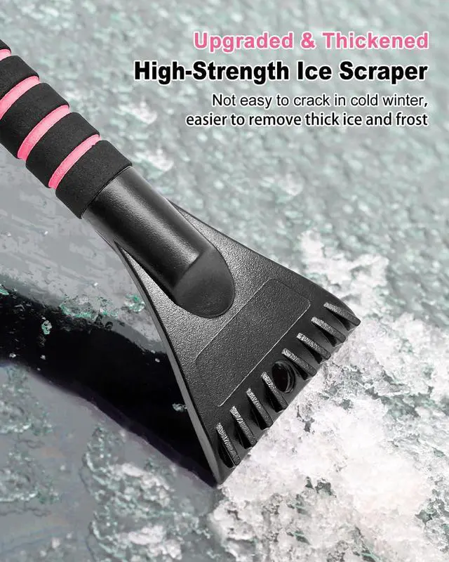 Alt view image 6 of 7 - KEHIPI Ice Scraper with Snow Brush for Car Windshield, Upgraded Extendable Snow Brush with Foam Grip for Truck SUV Vehicle Windows - Pink