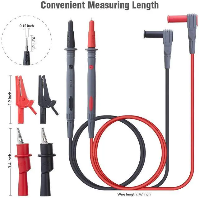 Alt view image 3 of 7 - KEHIPI WG-011 Soft Silicone Test Lead and Safety Alligator Clips,Multimeter Test Leads Kit CAT III 1000V & CAT IV 600V with Threaded Alligator Clip, for Fluke/AstroAI/KAIWEETS/INNOVA Multimeter