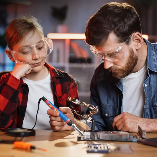 Alt view image 6 of 7 - KEHIPI Soldering Iron Kit, 60W 110V Soldering Welding Kit with Ceramic Heater, 10 in 1 Adjustable Temperature Welding Tools, Solder Irons Pen for Metal, Jewelry, Electric Repairing, DIY