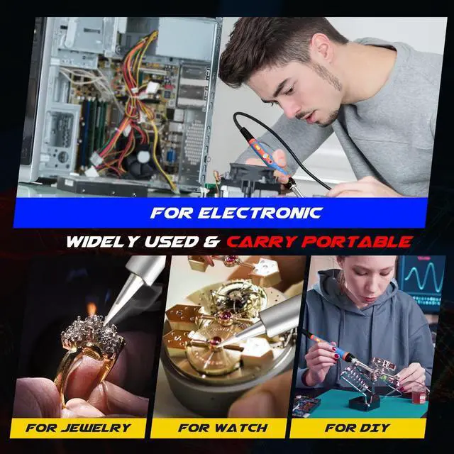 Alt view image 7 of 7 - KEHIPI Soldering Iron Kit, 60W 110V Soldering Welding Kit with Ceramic Heater, 10 in 1 Adjustable Temperature Welding Tools, Solder Irons Pen for Metal, Jewelry, Electric Repairing, DIY