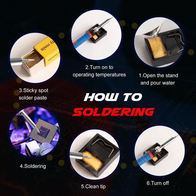 Alt view image 4 of 7 - KEHIPI Soldering Iron Kit, 60W 110V Soldering Welding Kit with Ceramic Heater, 10 in 1 Adjustable Temperature Welding Tools, Solder Irons Pen for Metal, Jewelry, Electric Repairing, DIY