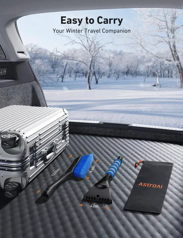 Alt view image 6 of 7 - KEHIPI 2 Pack 27" Snow Brush and Ice Scrapers for Car Windshield, Detachable Snow Scrapers with Ergonomic Foam Grip for Cars, Trucks, SUVs (Heavy Duty ABS, PVC Brush, Orange)