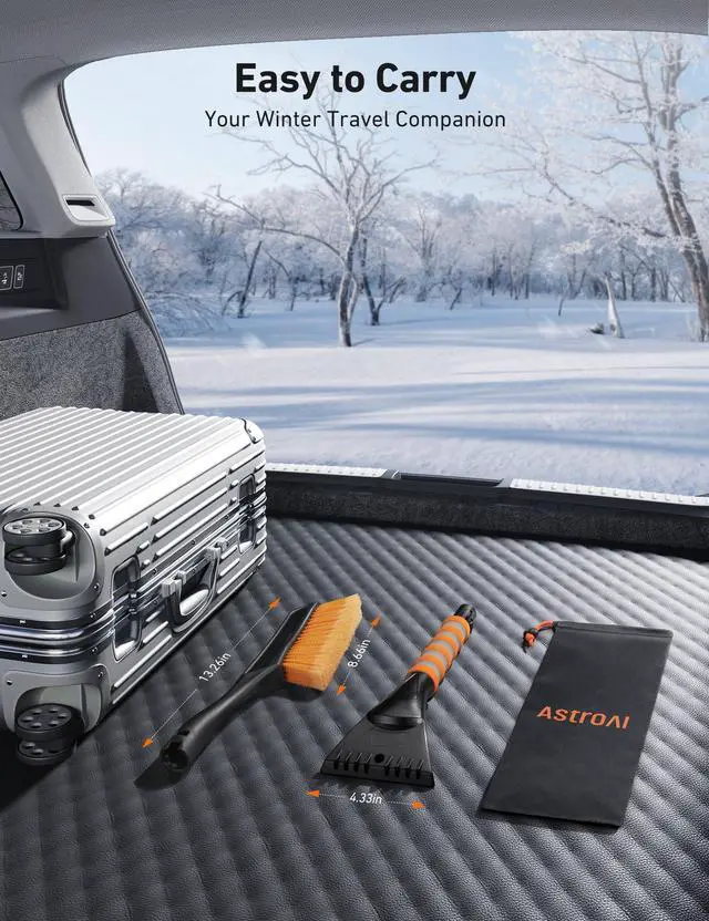 Alt view image 6 of 7 - KEHIPI 2 Pack 27" Snow Brush and Ice Scrapers for Car Windshield, Detachable Snow Scrapers with Ergonomic Foam Grip for Cars, Trucks, SUVs (Heavy Duty ABS, PVC Brush, Orange)