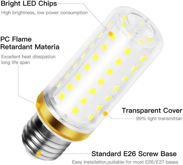 Alt view image 2 of 7 - KEHIPI 6Pack LED Corn Light Bulb 150W Equivalent 2000 Lumen 6500K Cool Daylight White 20W E26/E27 Base Non-dimmable Ceiling Fan Corn Lighting for Home Garage Warehouse Indoor LED Cob Bulbs