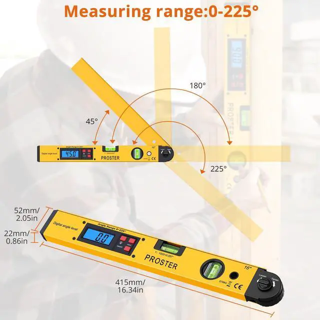 Alt view image 4 of 7 - KEHIPI Digital Angle Finder Gauge - Aluminum Angle Finder 16 inch 400mm with LCD Vertical Horizontal Spirit Level and Magnetic Base for Woodworker