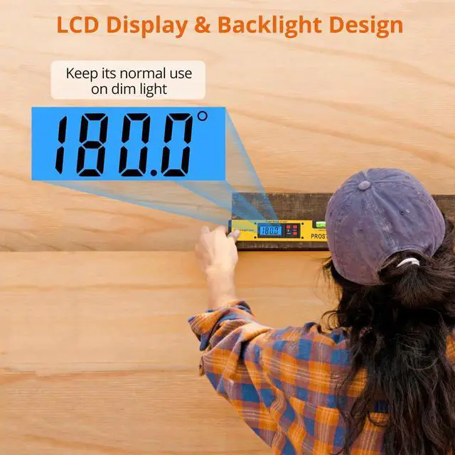 Alt view image 3 of 7 - KEHIPI Digital Angle Finder Gauge - Aluminum Angle Finder 16 inch 400mm with LCD Vertical Horizontal Spirit Level and Magnetic Base for Woodworker