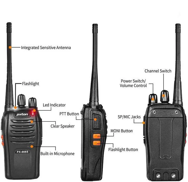 Alt view image 4 of 7 - KEHIPI 666S walkie talkies Long Range Rechargeable for Adults with Headphones and Li-ion Battery,2 Way radios has VOX/Noise Reduction/TOT/Flashlight/Monitoring/Scan Function4 Pack