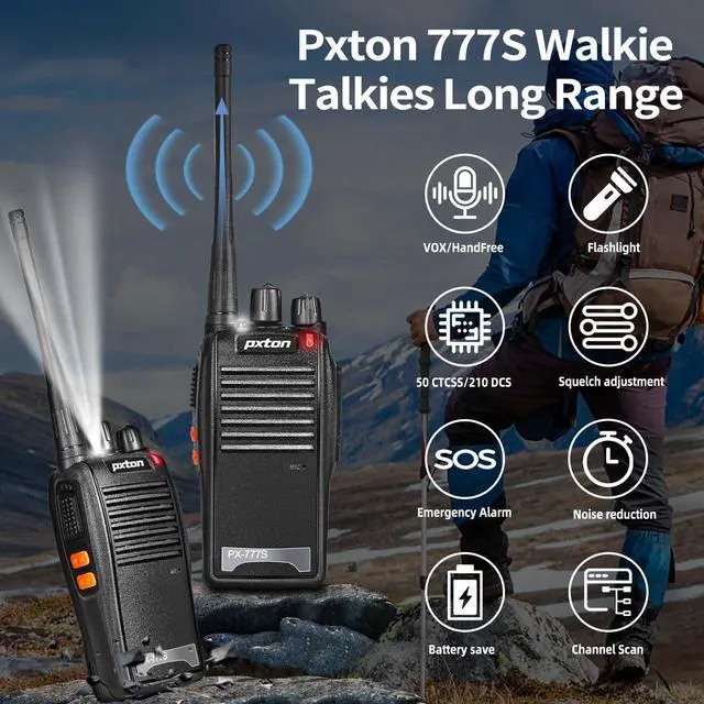 Alt view image 2 of 7 - KEHIPI 777S Rechargeable walkie talkies for Adults Long Range with Earpieces and Li-ion Battery,Two Way radios has VOX/TOT/Emergency Alarm/Battery Low Alert/Flashlight/Scan Function2 Pack