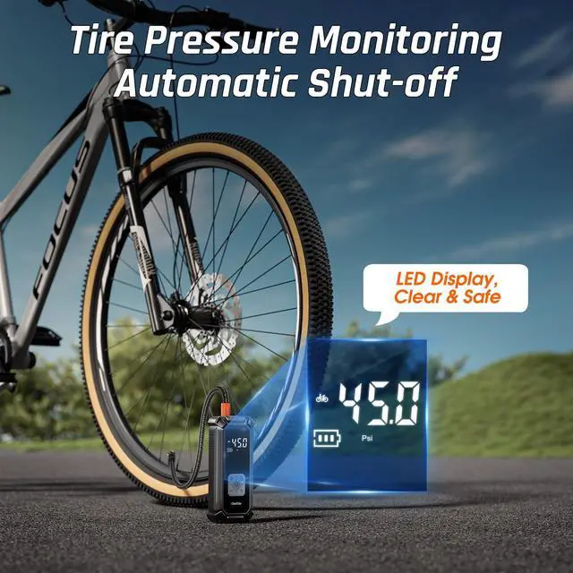 Alt view image 4 of 7 - KEHIPI 4000mAh Tire Inflator Portable Air Compressor, 150PSI Auto Air Pump for Car Tires, Motorcycle, Bicycle, Bike, Tire Pump with LED Light & Digital Pressure Gauge