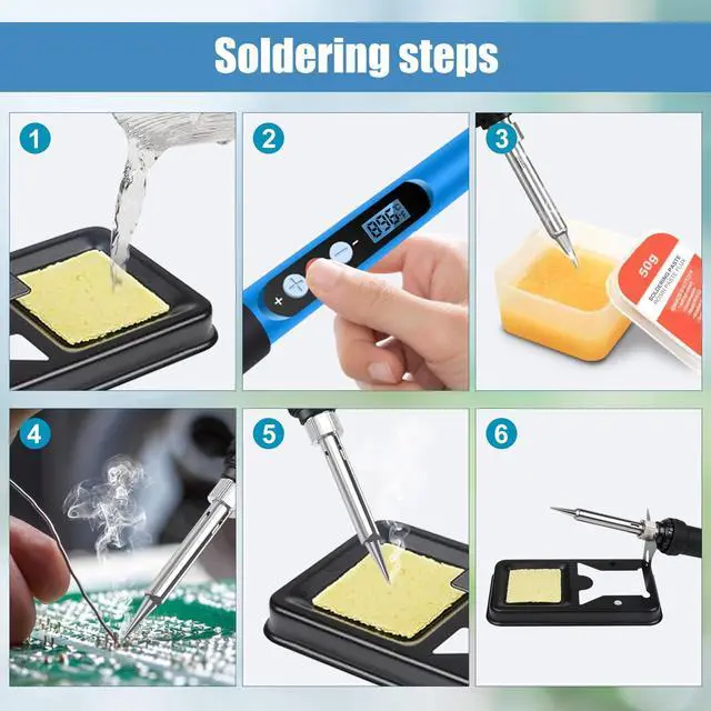 Alt view image 5 of 7 - KEHIPI Soldering Iron Kit, 90W 110V Fast Heat up LCD Digital Soldering Gun kit with Ceramic Heater, 10 in 1 Adjustable Temperature Soldering Kit with Automatic Sleep Mode