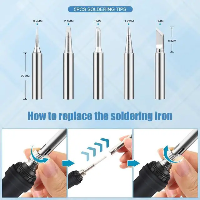 Alt view image 6 of 7 - KEHIPI Soldering Iron Kit, 90W 110V Fast Heat up LCD Digital Soldering Gun kit with Ceramic Heater, 10 in 1 Adjustable Temperature Soldering Kit with Automatic Sleep Mode