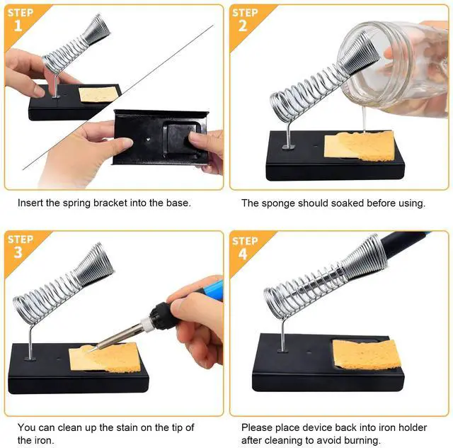 Alt view image 4 of 6 - KEHIPI Soldering Iron Kit Electronics, 60W Adjustable Temperature Welding Tool, 5pcs Soldering Tips, Desoldering Pump, Soldering Iron Stand, Tweezers