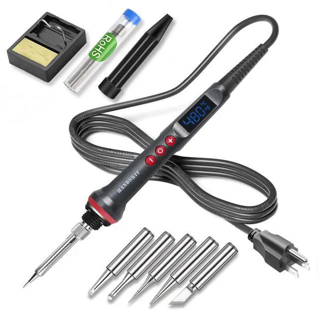 Main image of KEHIPI Soldering Iron Kit, 90W Adjustable Temp 180-480°C Soldering Iron with LED Display, 9-in-1 Soldering Gun Kit, Includes 5 Tips, Solder Wire, Stand, Precision Tools for Electronics and Welding