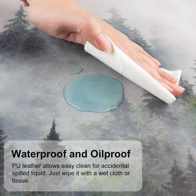 Alt view image 3 of 7 - KEHIPI Large Mouse Pad, Extended Desk Mat for Desktop, PU Leather Waterproof Gaming Mousepad, Computer Desk Accessories Protector Writing Pads for School Office Home 31.5" x 15.7" - Misty Forest