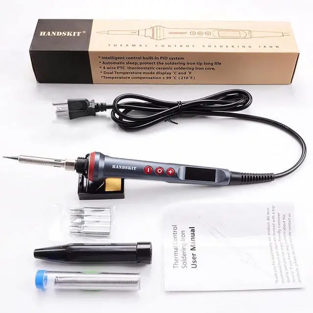 Alt view image 7 of 7 - KEHIPI Soldering Iron Kit, 90W Adjustable Temp 180-480°C Soldering Iron with LED Display, 9-in-1 Soldering Gun Kit, Includes 5 Tips, Solder Wire, Stand, Precision Tools for Electronics and Welding