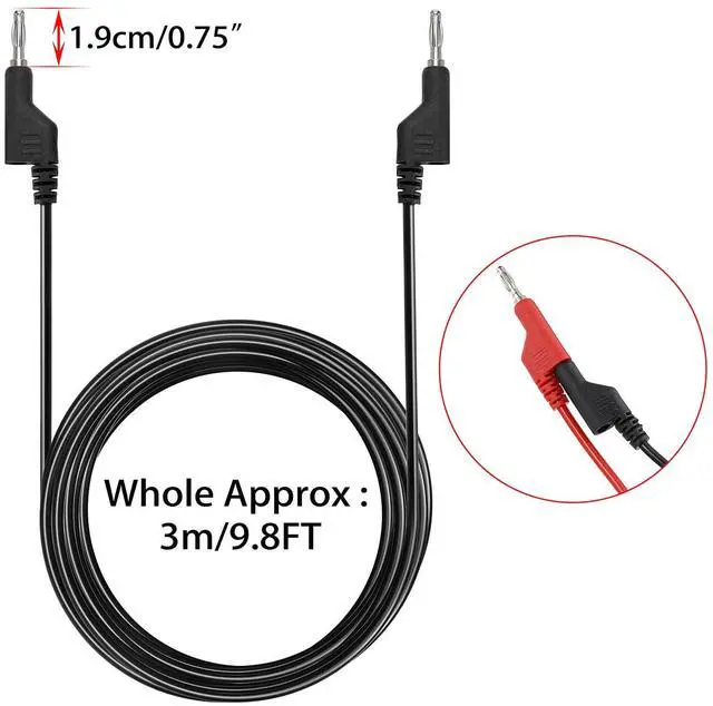 Alt view image 3 of 7 - KEHIPI 5Pcs Banana to Banana Plug Test Lead, 4mm Stackable Banana Plug Wire Test Cable Lead for Multimeter, Electrical Test Wire 1000V/15A 9.8 Ft/3M