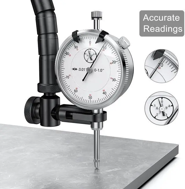 Alt view image 5 of 6 - KEHIPI Indicator Magnetic Base and Flex Arm Combo, 360 Deg Flexible Stem Holder for Digital Dial Indicator Gauge, Premium Disc and Rotor/Ball Joint Gage for Precision Measurements