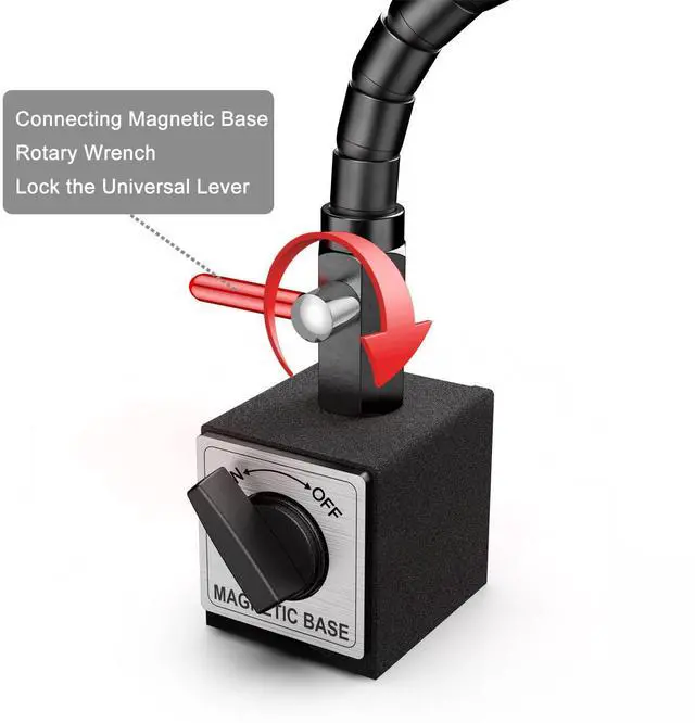 Alt view image 4 of 6 - KEHIPI Indicator Magnetic Base and Flex Arm Combo, 360 Deg Flexible Stem Holder for Digital Dial Indicator Gauge, Premium Disc and Rotor/Ball Joint Gage for Precision Measurements
