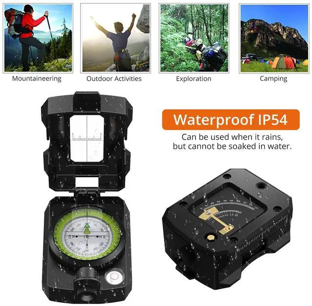 Alt view image 2 of 7 - KEHIPI IP54 Hiking Compass Professional Military Compass Aluminum Alloy Camping Compass Waterproof with Sighting Clinometer
