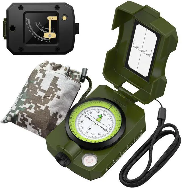 Main image of KEHIPI IP54 Hiking Compass - Professional Military Compass with Sighting Clinometer Aluminum Alloy Camping Compass Waterproof with Carry Bag