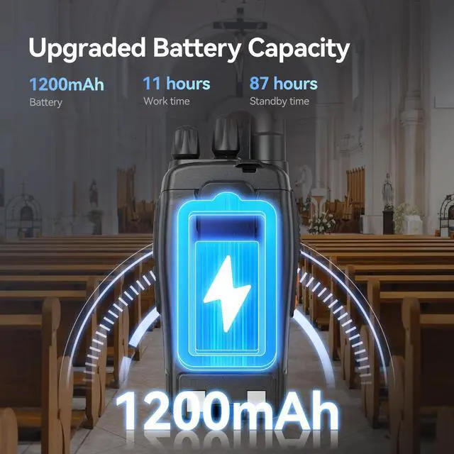 Alt view image 4 of 7 - KEHIPI H777D 2 Way Radio for Adults with LCD Screen, USB-C Charging, FRS Long Range Handheld Commercial Walkie Talkies, Compact Hand Free Rechargeable, for Bussiness Retail Warehouse(20 Pack)