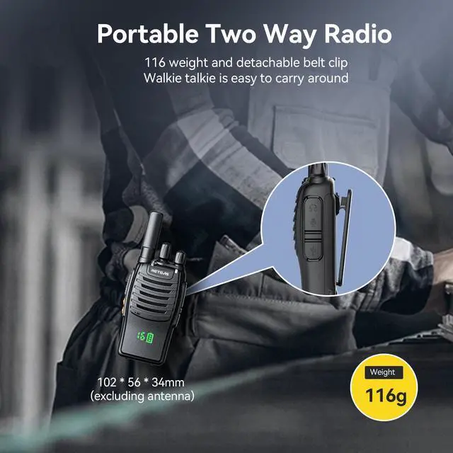 Alt view image 3 of 7 - KEHIPI H777H Two Way Radios Long Range Rechargeable,Compact Walkie Talkies,Intuitive,Channel,Power Display,USB-C Charging,Hands Free,Business radios for Manufacturer,Healthcare,School (20 Pack)