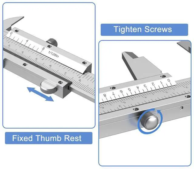 Alt view image 3 of 7 - KEHIPI Vernier Caliper 6 Inch, 6" Non Digital Caliper, 0-6Inch/0-150mm, 1/128 inch/0.05mm High Precision Caliper, Measuring Caliper Tool